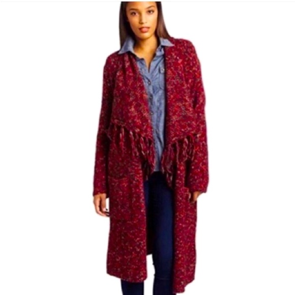 NWT Lucky Brand Knit Fringe Longline Cardigan - S - Picture 1 of 3
